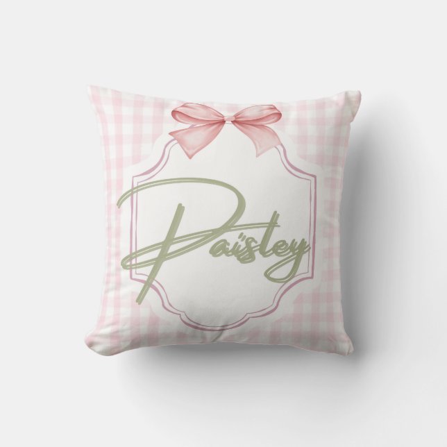 Almofada Paisley Baby Nursery Gingham Personalizado (Frente)