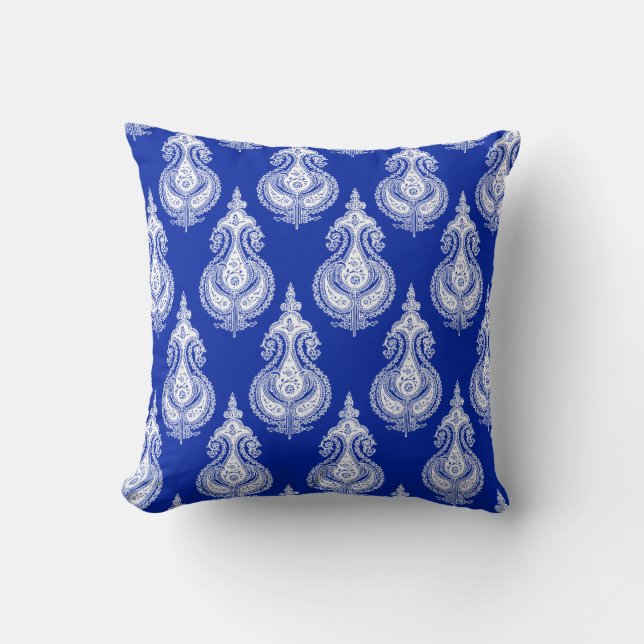 Almofada Paisley branco azul (Frente)