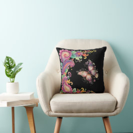 Almofada Paisley Floral e Borboleta