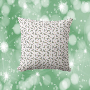 Almofada Paisley Flowers Dots Green Rosa púrpura padrão