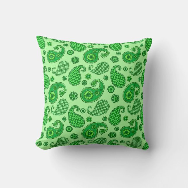 Almofada Paisley Pattern, Limão e Emerald Green (Frente)