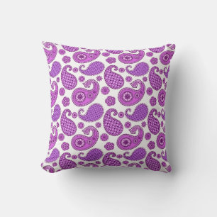 Almofada Paisley Pattern, Violet, Purple e White