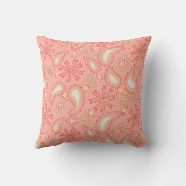Almofada Paisley Peach Floresce (Verso)