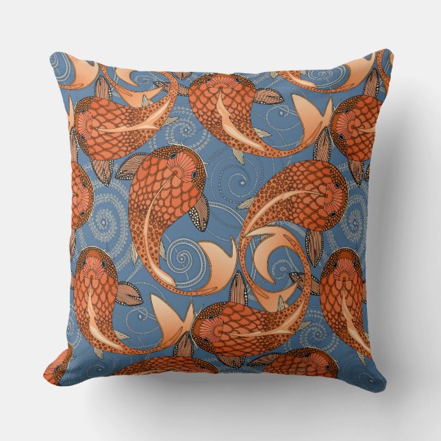 Almofada paisley peixe jeans (Frente)
