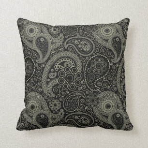 Almofada Paisley preto e de creme