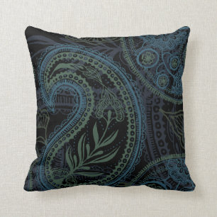 Almofada Paisley romântico de turquesa, azul & verde