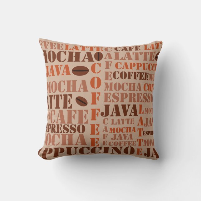 Almofada Palavras de café e Travesseiro de feijão (Frente)