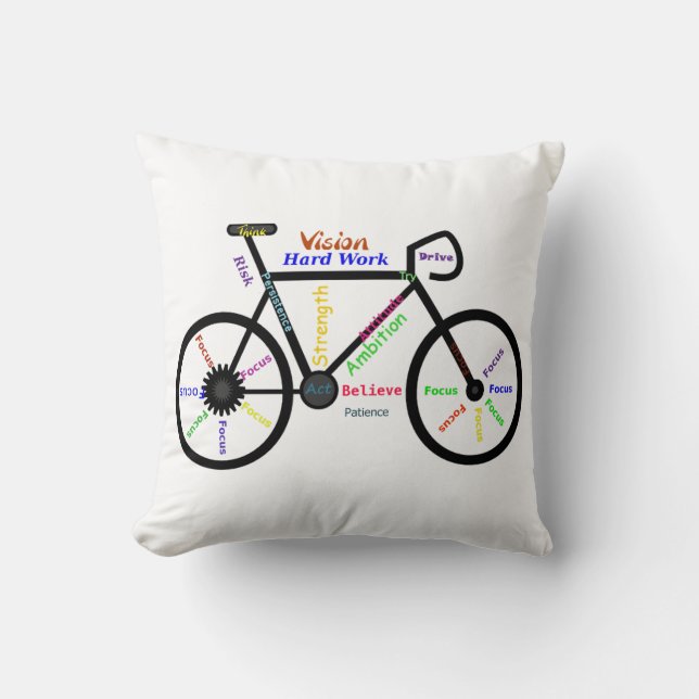 Almofada Palavras Motivacionais, Bicicleta, Ciclismo, Homen (Frente)