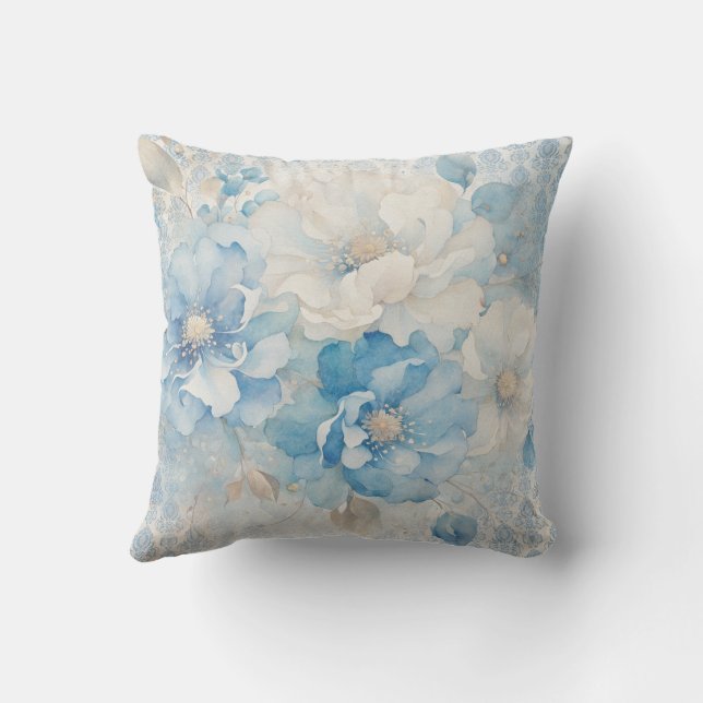 Almofada Pale Blue and White Floral (Verso)