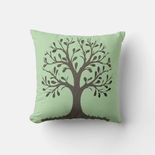 Almofada 🌳 Pale Green Tree of Life Throw Pillow (Frente)