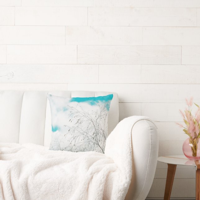 Almofada Pale Pastel Leve Blue Turquoise Tree Brunes Sky (Sofá)