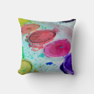 Almofada Paleta de Tinta de Aquarela Multicolorida para Art