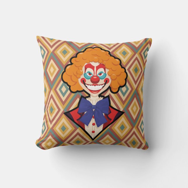 Almofada Palhaço de Spooky Retro Halloween Carnaval assusta (Frente)
