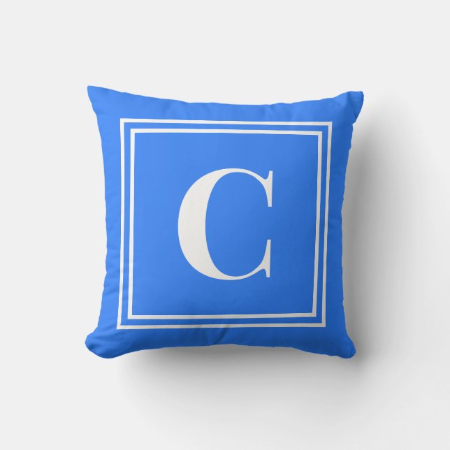 Almofada Palm Beach Preppy Blue Monogram Throw Pillow (Frente)