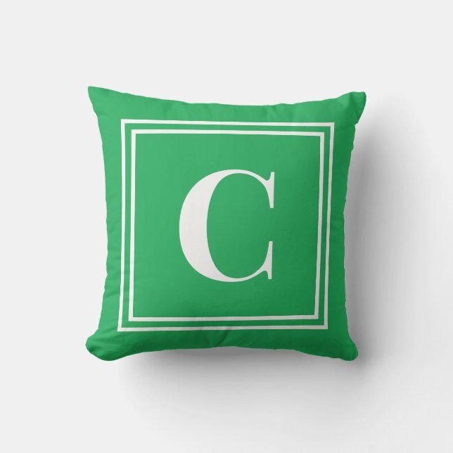 Almofada Palm Beach Preppy Green Monogram Throw Pillow (Frente)