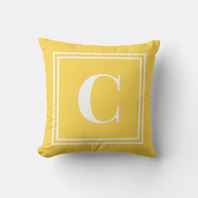 Almofada Palm Beach Preppy Yellow Monogram Throw Pillow (Frente)