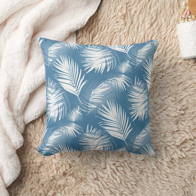 Almofada Palm deixa Design azul branco 272 (Cobertor)