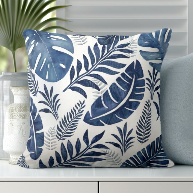 Almofada Palm Deixa Travesseiro decorativo (Elevate Your Décor: Discover our Elegant Coastal Throw Pillows in Blue & White)
