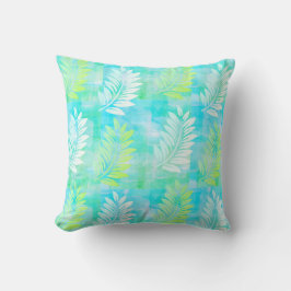 Almofada Palm Leaf Pattern on Caribe Blue Tropical