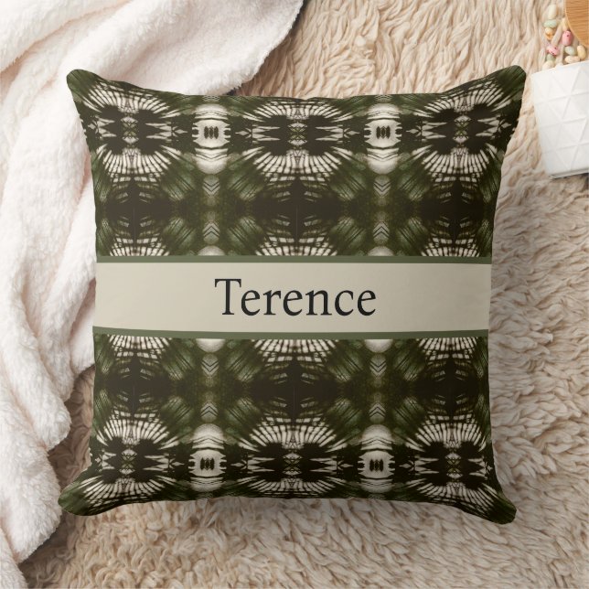 Almofada Palm Leaf Shadow Army Green, personalizável (Cobertor)