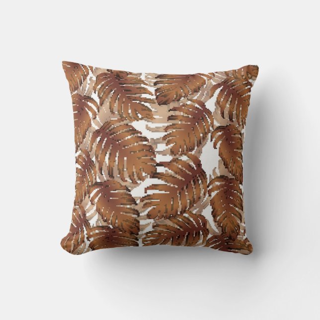 Almofada Palm Monstera Sem Olhos. Orange White Tropi (Frente)