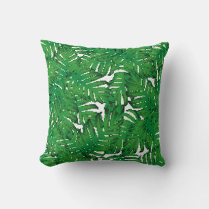 Almofada Palm Monstera Sem Olhos. Trópico Verde Branco