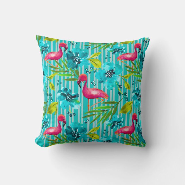 Almofada Palm Primavera Yard&Garden Flamingo Teal (Frente)