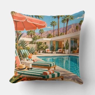 Almofada Palm Springs Poolside Retro Mid Century Modern Art