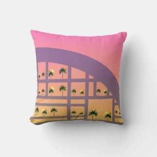Almofada Palm Sunset Pattern Throw Pillow 16" x 16"