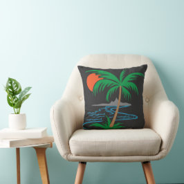 Almofada Palm Tree by the River | Tropical Sunset Art