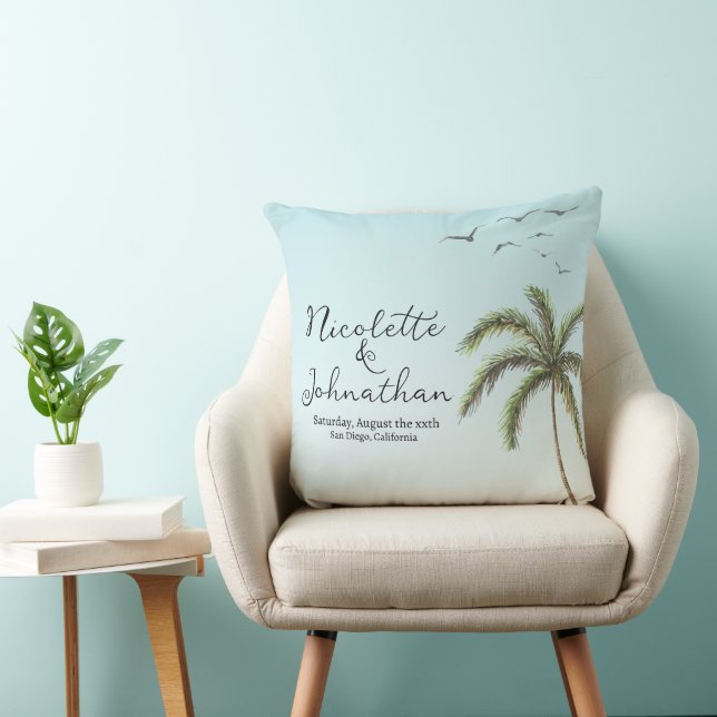 Almofada Palm Tree e Birds Simple Beach Weding Keepsael (Cadeira)