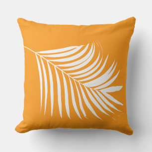 Almofada Palm Tree Leaf Orange Coaster Beach Arte Tropical
