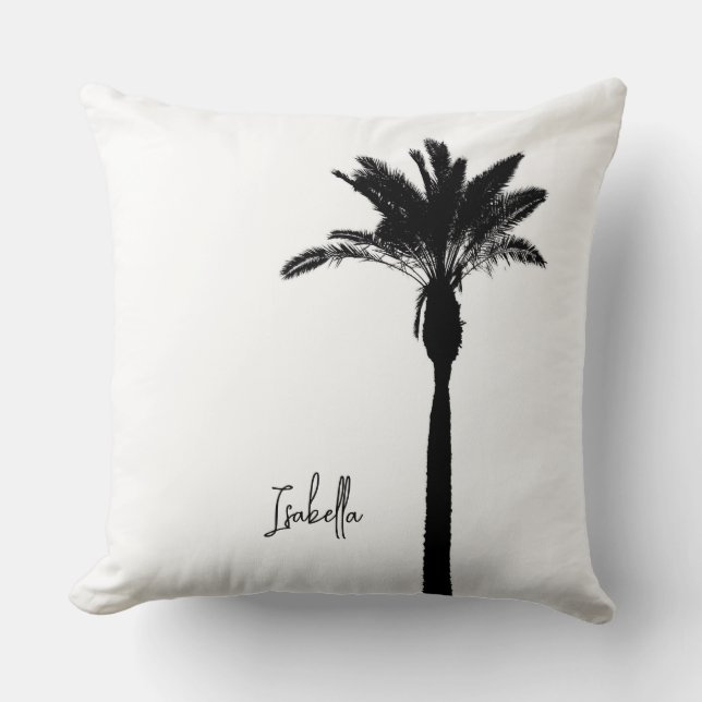 Almofada Palm Tree Silhouette NAME Viagem Chic Costeira (Frente)