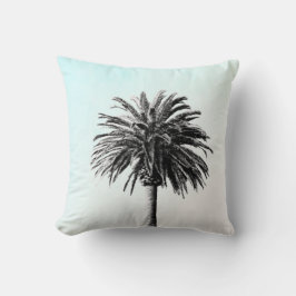 Almofada Palm Tree Tropical Elegante Azul Preto