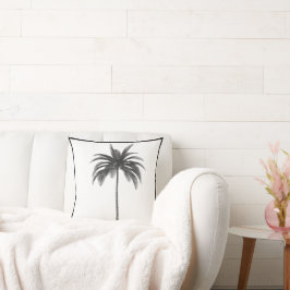 Almofada Palm Tree Vintage Black White Tropical Elegante