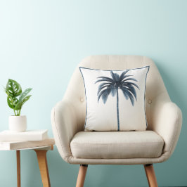 Almofada Palm Tree Vintage Blue frame Tropical Elegante