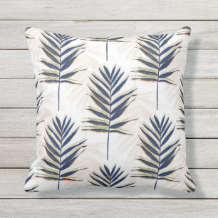 Almofada Palma Azul Moderna Deixa Traços Dourados Design B