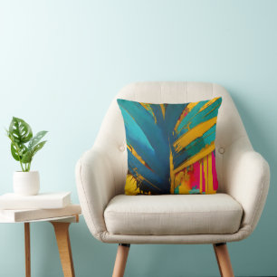 Almofada Palma Dourada – Energia Tropical Abstrata