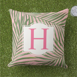Almofada Palma Tropical Deixa Monograma Rosa