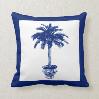 Almofada Palmeira Potted - azuis marinhos e branco
