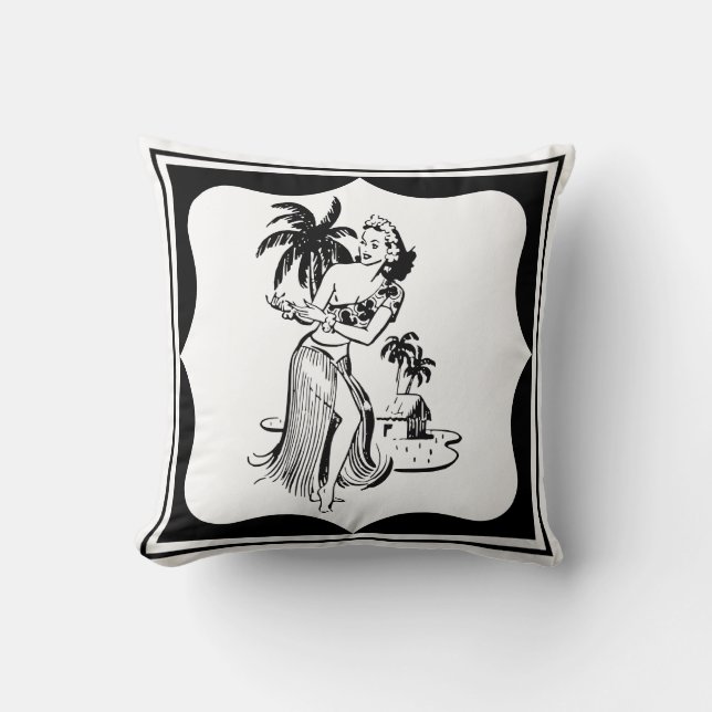 Almofada Palmeira tropical da ilha de Tiki do dançarino (Frente)