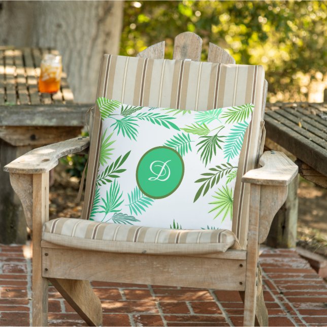 Almofada palmeira tropical deixa verde verão (Cadeira)