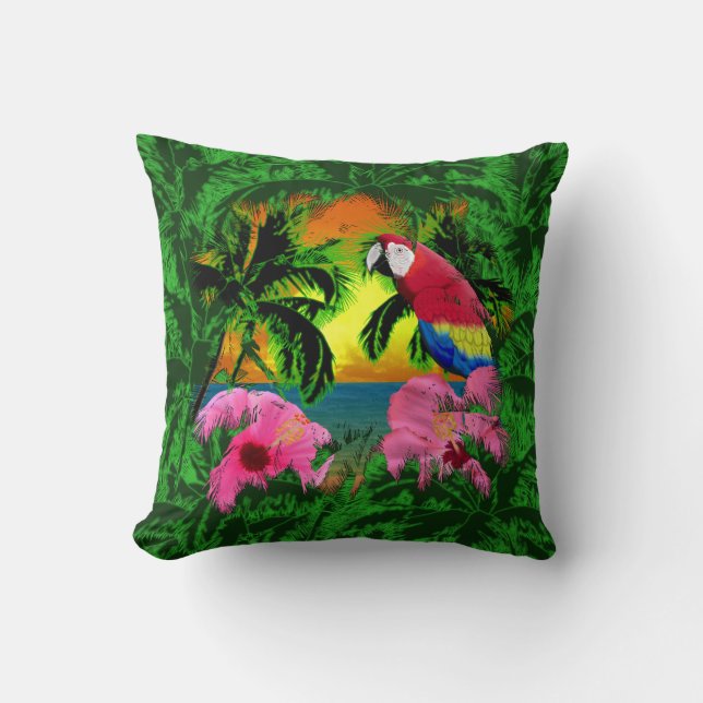Almofada Palmeiras E Pôrs do sol Insulares (Frente)