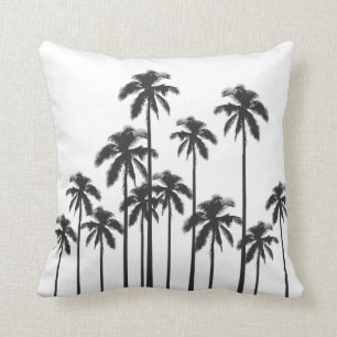 Almofada Palmeiras tropicais exóticas preto e branco