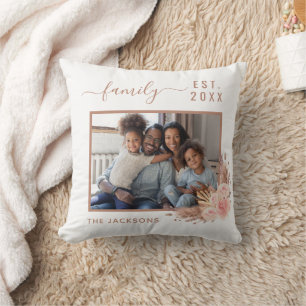 Almofada Pampas pasto cor-de-rosa floral familia nome de fo