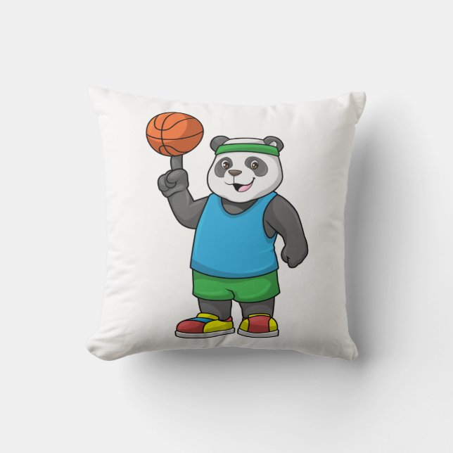Almofada Panda at Sports with Basketball (Frente)