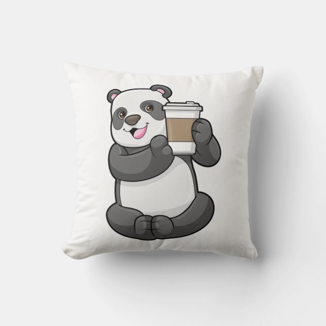 Almofada Panda com café para ir (Frente)