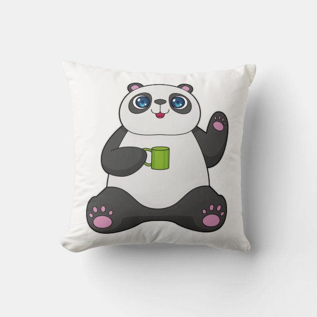 Almofada Panda com caneca de café (Frente)