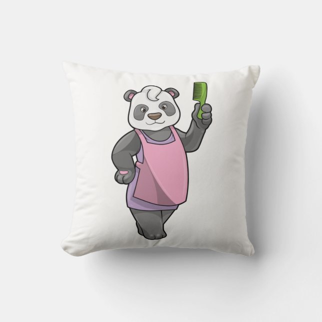 Almofada Panda como Cabeleireiro com Pente (Frente)