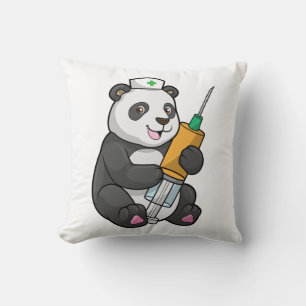 Almofada Panda como enfermeira com seringa
